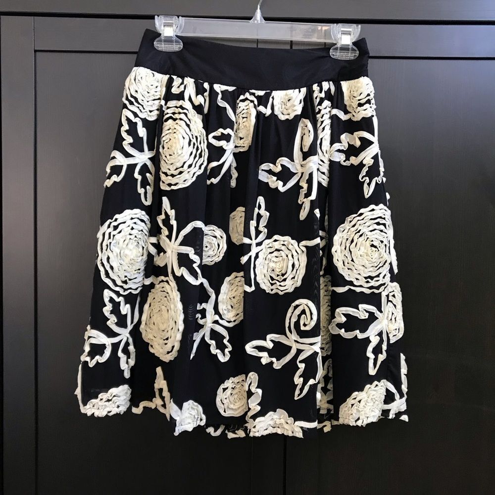 Anthropologie Floral Swing Skirt